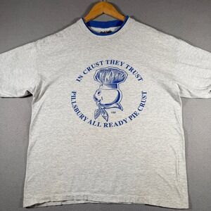Vintage Signal Sports Pillsbury Doughboy T-Shirt Mens XL Grey Blue Made in USA